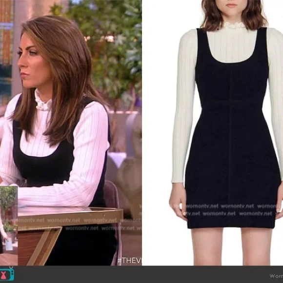 Sandro Ora pinafore turtle neck overlay dress